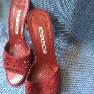 Manolo Blahnik Suede Slip On Mules